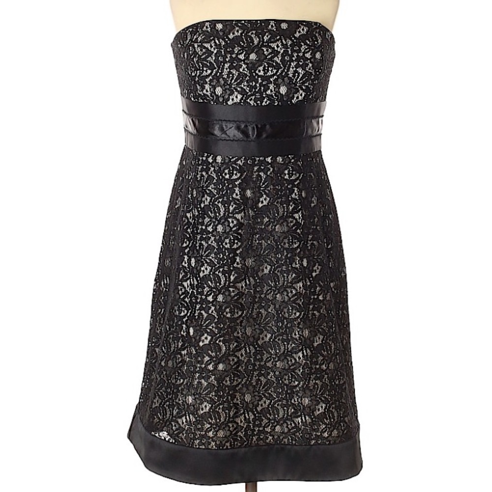 White house black market strapless lace dress